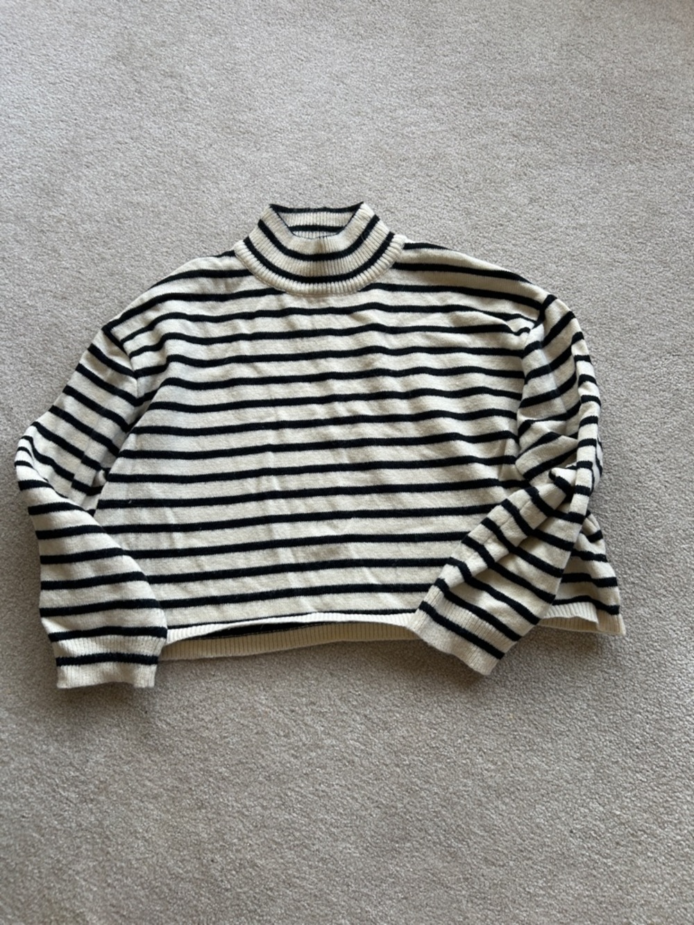 Cider Black and Cream Striped Turtleneck